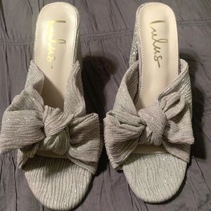 Lulus Dorothea Taro Shimmer Knotted High Heel Sandals
